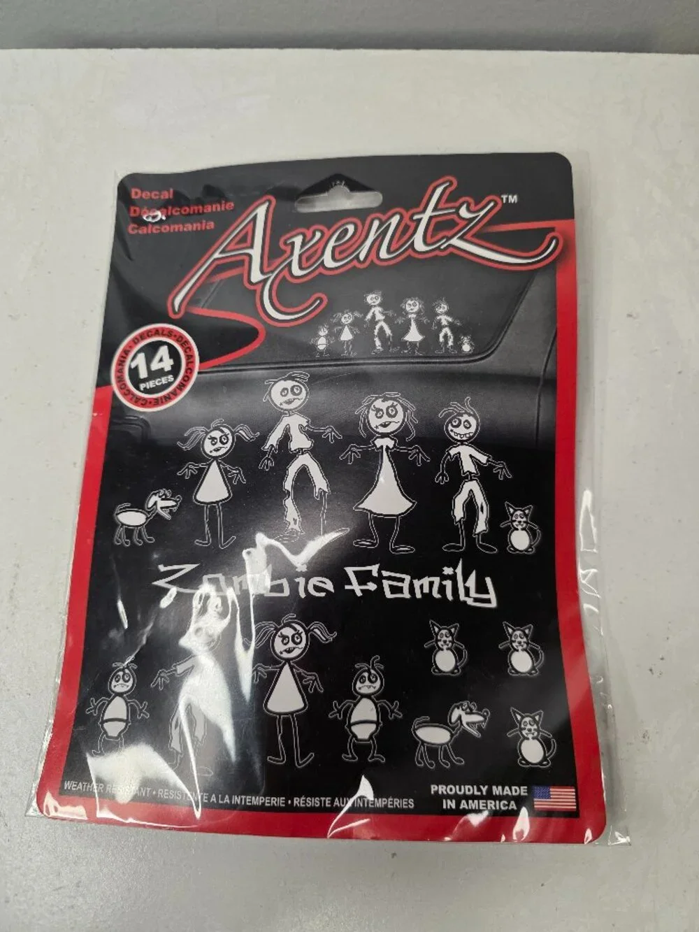 Axentz Zombie Family Decals Car Window Weather Resistant USA NWT